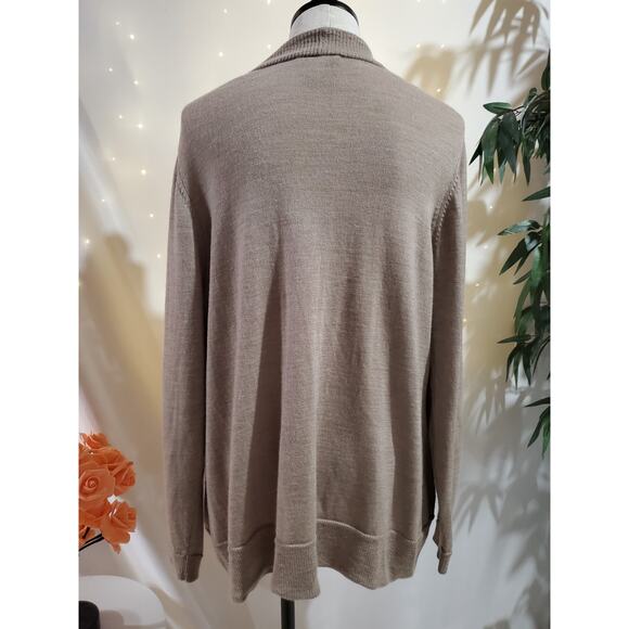 Coldwater Creek Wool Open Knit Cardigan Sweater Womens Size 2X Light Beige Tan - Picture 4 of 9